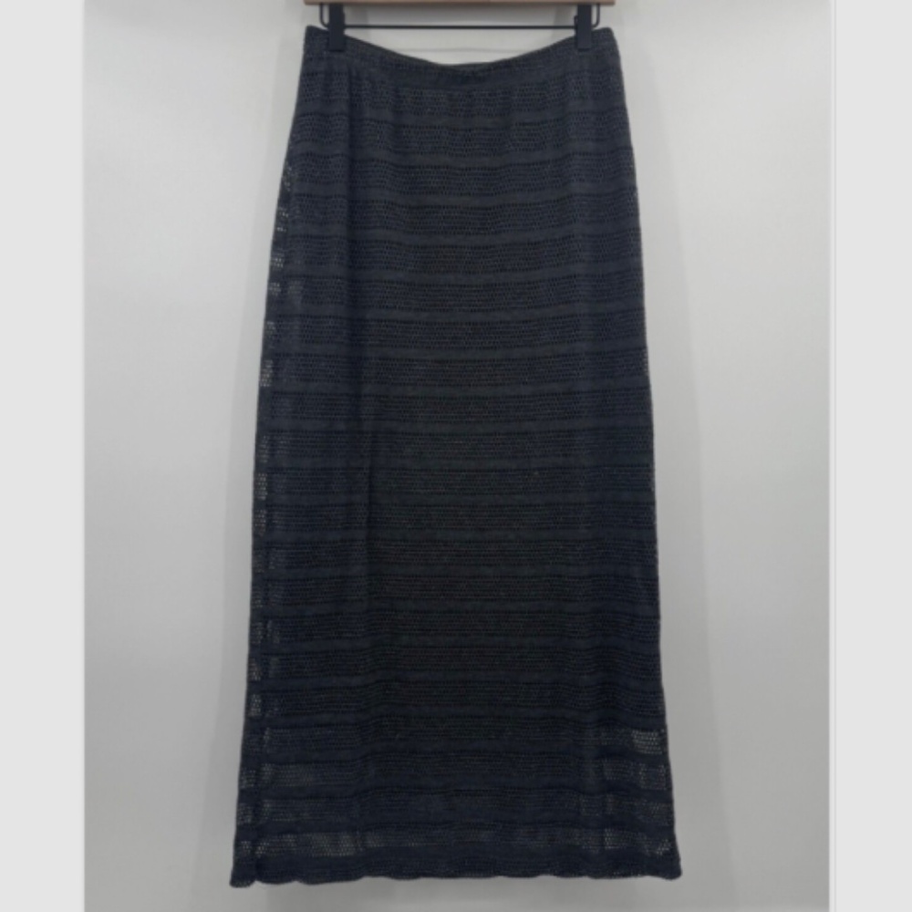 Bobeau Skirt Women Large Gray Metallic Y2K Whimsigoth Mesh Maxi Lined Pull On